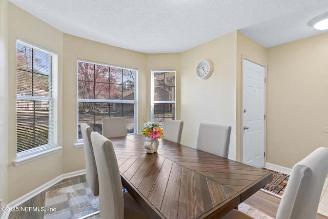 dining area featuring a textured ceiling