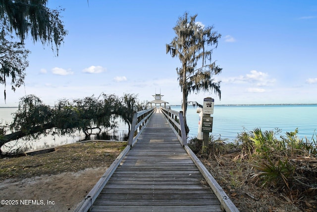 view of dock featuring a water view