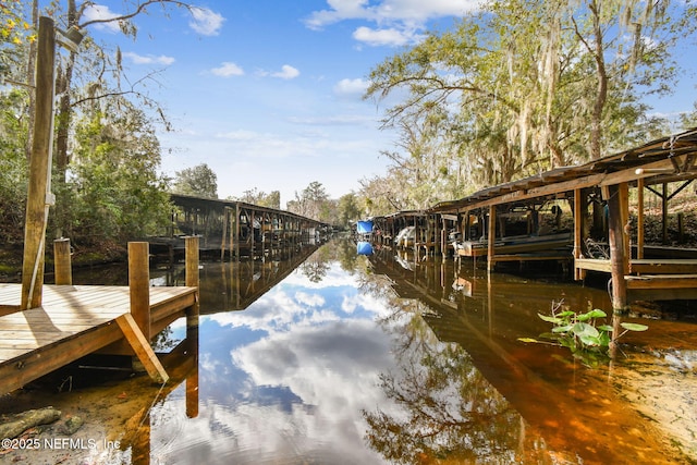 dock area featuring a water view