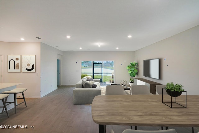 living room featuring light wood-type flooring