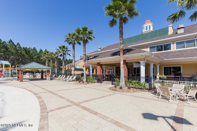 view of community with a gazebo and a patio