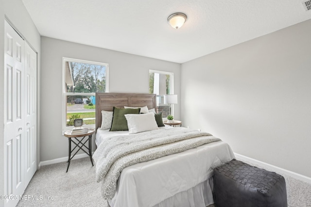 bedroom featuring a closet and carpet