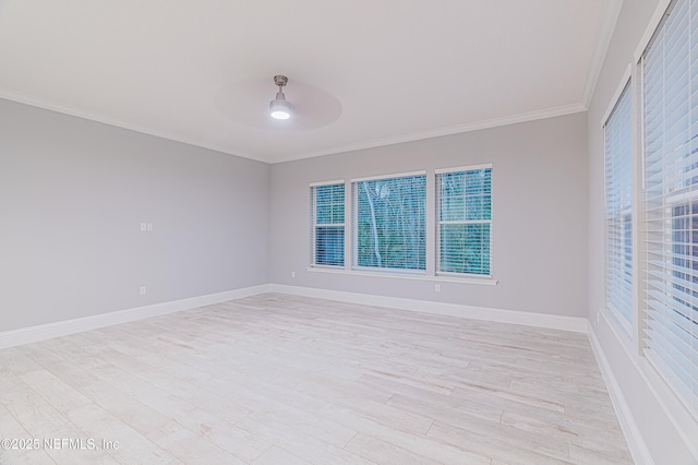 1351 Weaver Glen Rd, Jacksonville, FL 32223 - interior space with light wood-style flooring, ornamental molding, ceiling fan, and baseboards