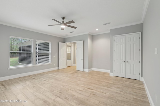 1351 Weaver Glen Rd, Jacksonville, FL 32223 - unfurnished bedroom featuring light wood finished floors, visible vents, baseboards, and ornamental molding