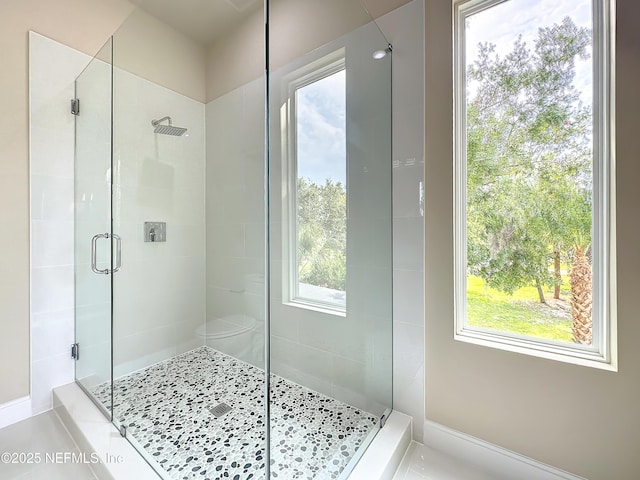 bathroom featuring walk in shower