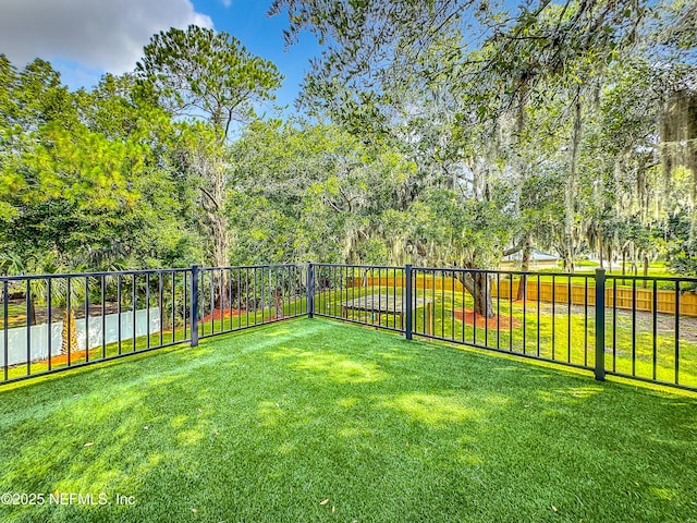 view of yard with a water view