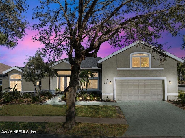 view of front facade with a garage