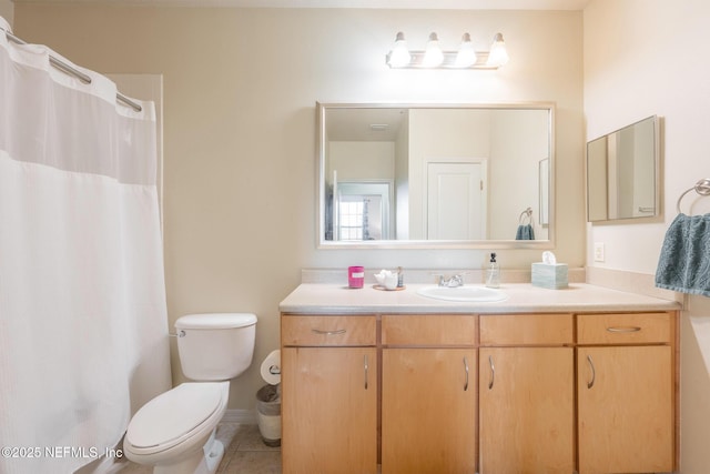 12700 Bartram Park Blvd Unit 2333, Jacksonville, FL 32258 - bathroom featuring a shower with shower curtain, vanity, toilet, and tile patterned floors