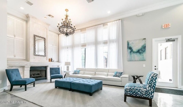 12700 Bartram Park Blvd Unit 2333, Jacksonville, FL 32258 - living room featuring baseboards, visible vents, crown molding, and a fireplace