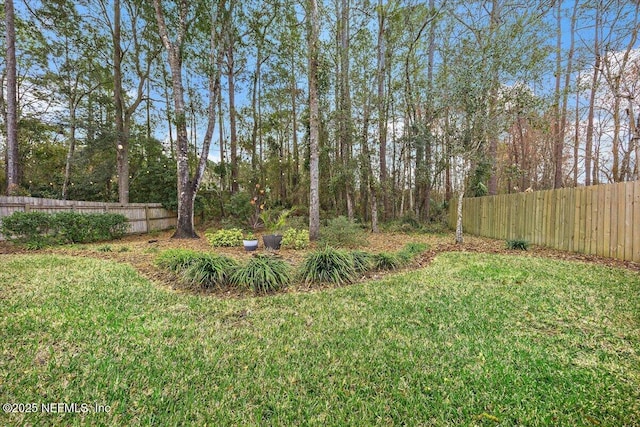 view of yard featuring fence private yard