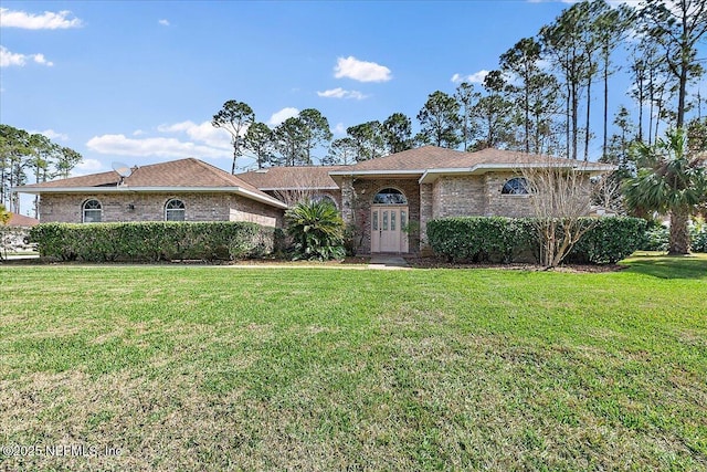 ranch-style house with a front lawn