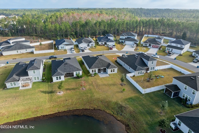 bird's eye view featuring a water view