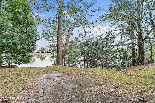 view of yard featuring a water view