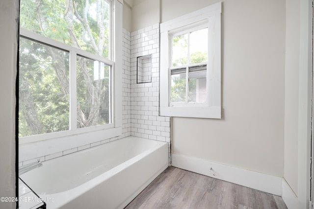 bathroom featuring a bathtub and hardwood / wood-style flooring