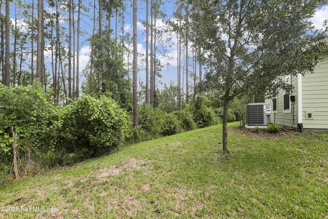 view of yard featuring central AC unit