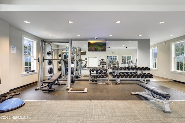 workout area with a wealth of natural light