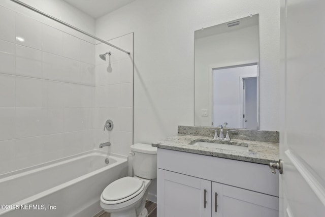 25 Ararat Dr, Palm Coast, FL 32137 - full bathroom with visible vents, vanity,  shower combination, and toilet