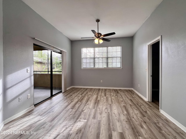 interior space featuring ceiling fan and light hardwood / wood-style floors