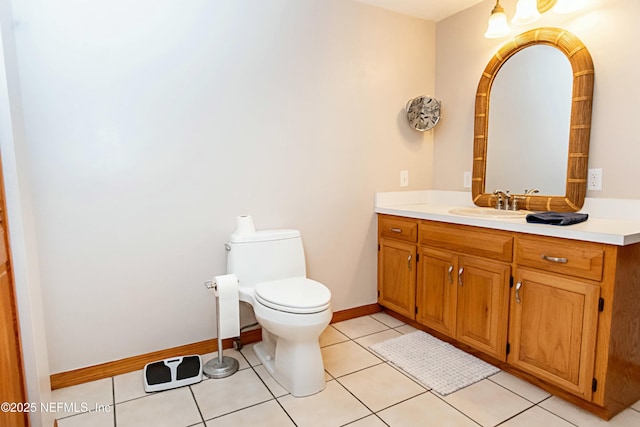 bathroom with tile patterned floors, toilet, and vanity