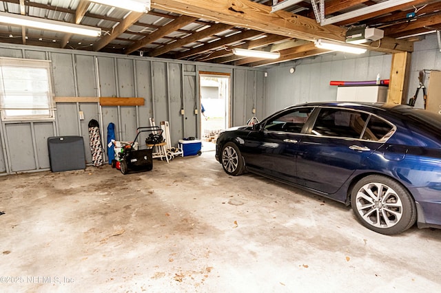 garage with a garage door opener