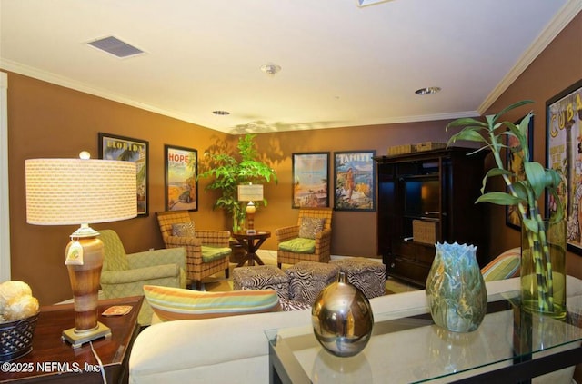 interior space featuring crown molding and hardwood / wood-style flooring