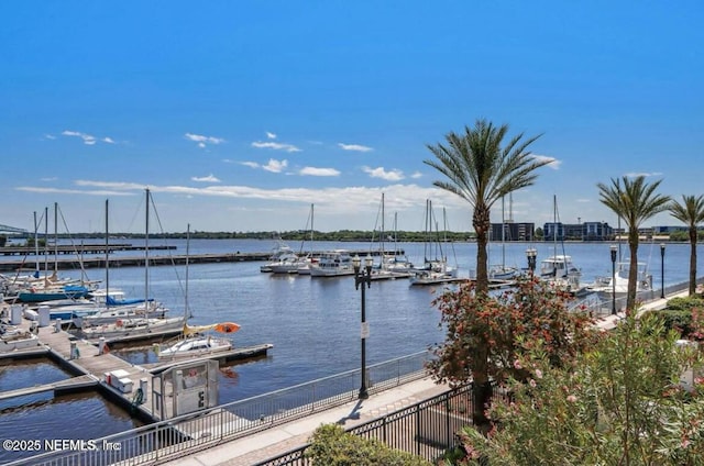 water view with a boat dock