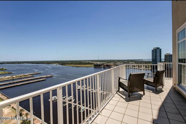 balcony with a water view