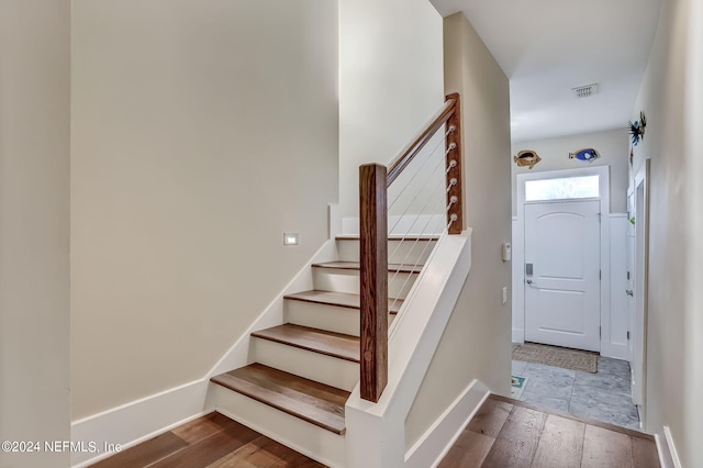 entrance foyer with wood-type flooring