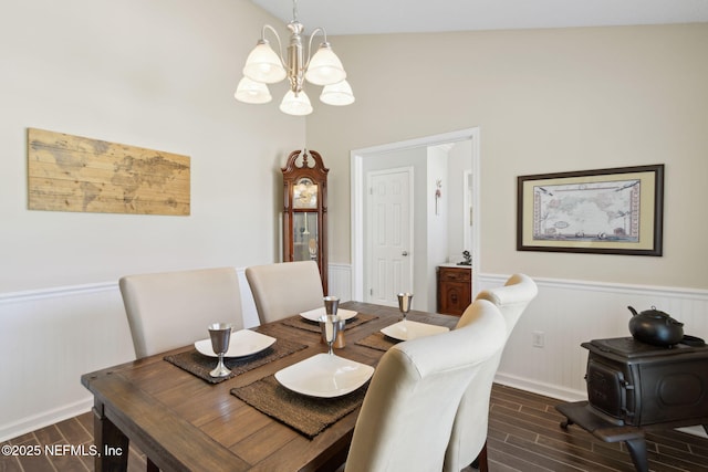 dining space featuring a notable chandelier