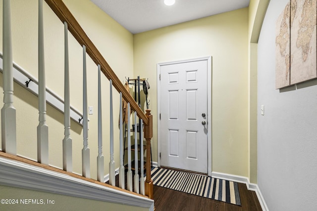 foyer entrance featuring dark hardwood / wood-style flooring