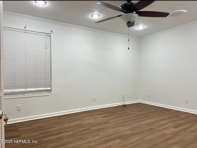 816 Middleton Rd, Jacksonville, FL 32211 - empty room featuring crown molding, wood finished floors, a ceiling fan, recessed lighting, and a textured ceiling