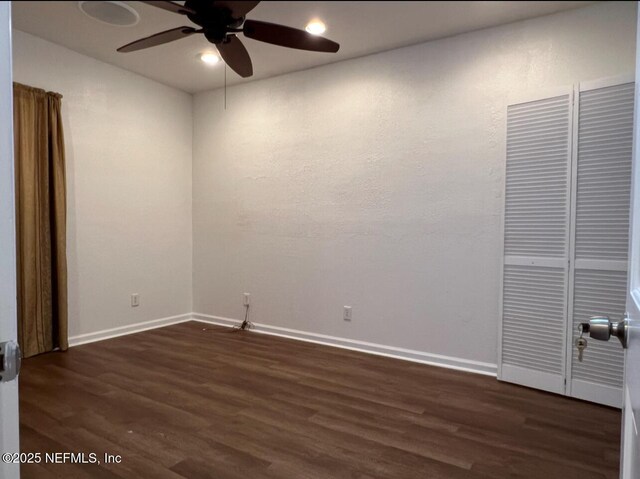 816 Middleton Rd, Jacksonville, FL 32211 - unfurnished room featuring a ceiling fan, dark wood-style floors, and recessed lighting