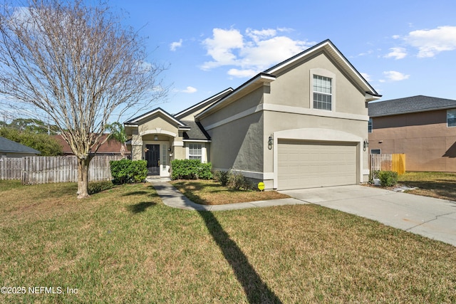 view of front of house featuring a garage and a front yard