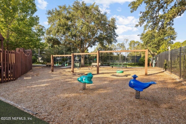 community play area featuring fence