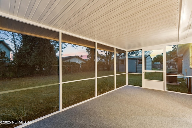 view of unfurnished sunroom