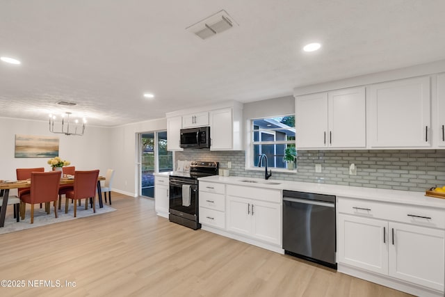 kitchen with white cabinetry, sink, decorative light fixtures, and appliances with stainless steel finishes