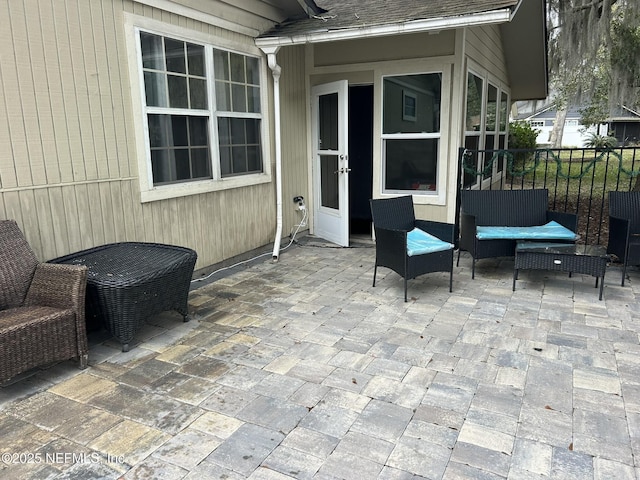 view of patio featuring an outdoor hangout area