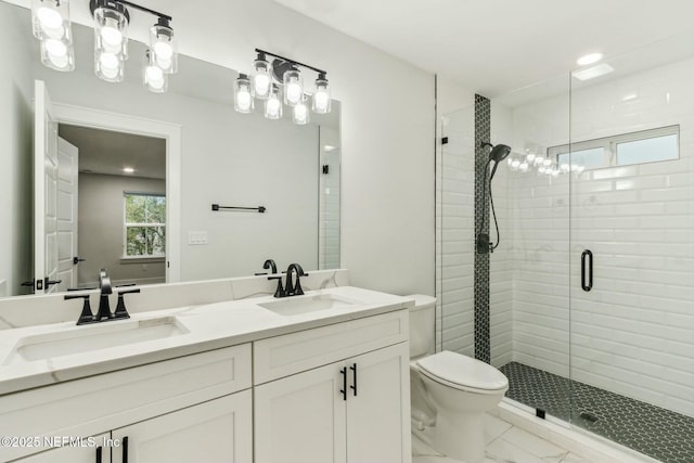 85158 Southern Creek Blvd, Fernandina Beach, FL 32034 - bathroom featuring an enclosed shower, vanity, and toilet