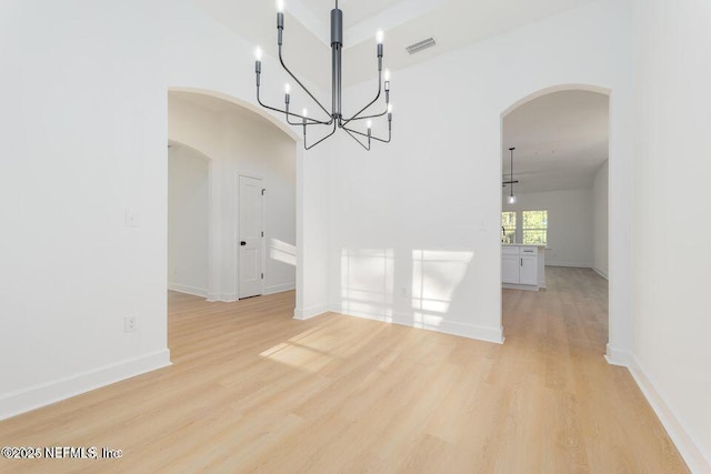 unfurnished dining area featuring light hardwood / wood-style flooring