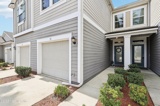 property entrance featuring a garage