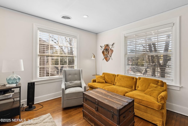 living room with hardwood / wood-style floors