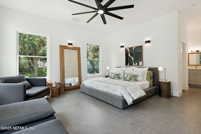 bedroom featuring ceiling fan