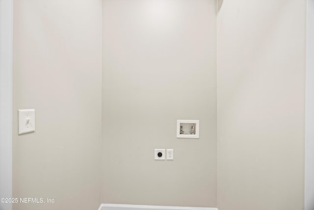 washroom with washer hookup, laundry area, hookup for an electric dryer, and baseboards