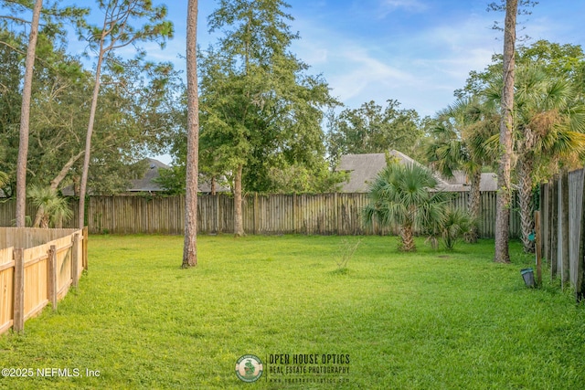 view of yard featuring a fenced backyard