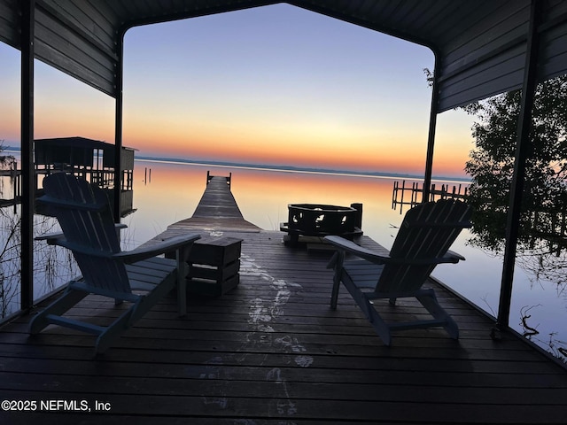 view of dock featuring a water view