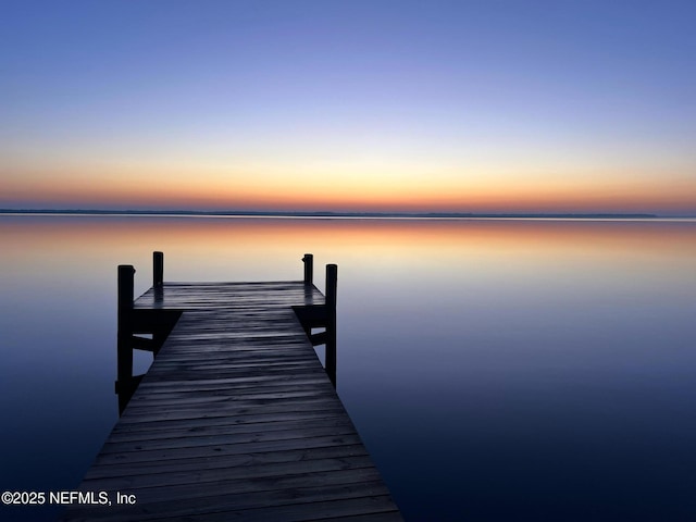 view of dock featuring a water view