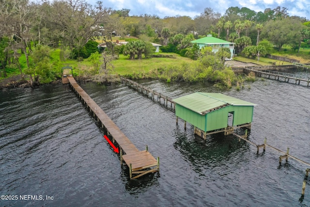 view of dock featuring a water view