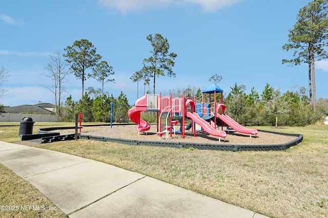 view of playground featuring a yard