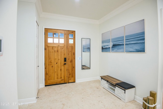 entrance foyer featuring ornamental molding