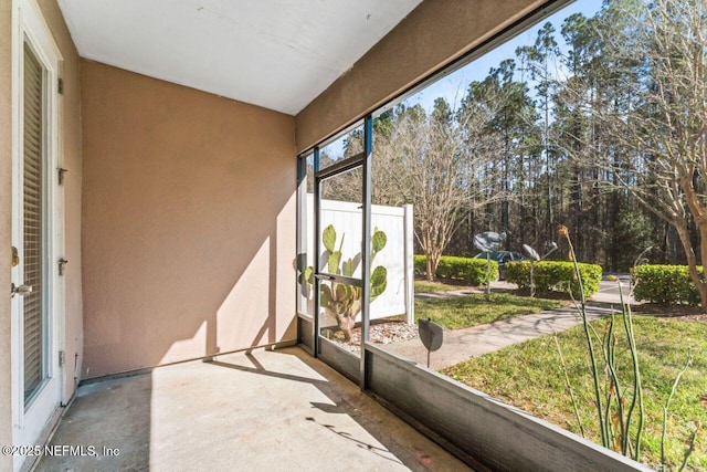 view of unfurnished sunroom